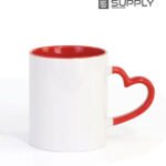 Mug sublimation intérieur rouge et Poignée cœur