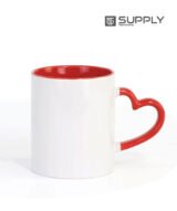 Mug sublimation intérieur rouge et Poignée cœur