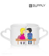 Mug couple avec poignée en Forme cœur pour sublimation – Image 3