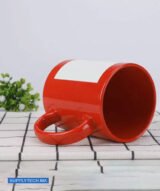Mug rouge avec zone imprimable blanche pour sublimation – Image 2