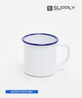 Mug en Acier Émaillé avec Cerclage bleu – 10 oz (284 ml)