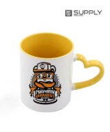 Mug sublimation intérieur jaune et Poignée cœur – Image 2
