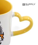 Mug sublimation intérieur jaune et Poignée cœur – Image 3