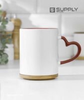 Mug sublimation intérieur marron cercle et Poignée cœur – Image 2