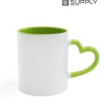 Mug sublimation intérieur pistache et Poignée cœur