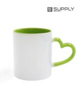Mug sublimation intérieur pistache et Poignée cœur