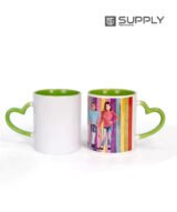 Mug sublimation intérieur pistache et Poignée cœur – Image 4