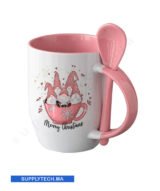 Mugs bicolore sublimation rose avec Cuillère Intégrée – Image 2