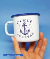 Mug en Acier Émaillé avec Cerclage bleu – 10 oz (284 ml) – Image 2