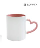 Mug sublimation intérieur rose et Poignée cœur