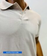 Polo blanc cassé en tissu piqué – unisex manches courtes – Image 2