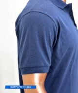 Polo bleu foncé en tissu piqué – unisex manches courtes – Image 4