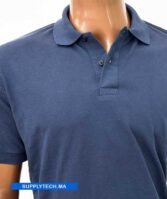 Polo bleu foncé en tissu piqué – unisex manches courtes – Image 2