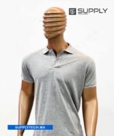 Polo Gris chiné en tissu piqué – unisex manches courtes – Image 2