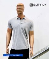 Polo Gris chiné en tissu piqué – unisex manches courtes