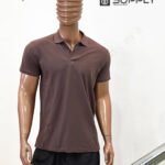 Polo marron en tissu piqué – unisex manches courtes