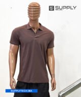 Polo marron en tissu piqué – unisex manches courtes