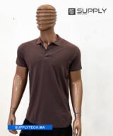 Polo marron en tissu piqué – unisex manches courtes – Image 2