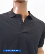 Polo Noir en tissu piqué – unisex manches courtes – Image 4