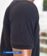 Polo Noir en tissu piqué – unisex manches courtes – Image 3