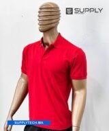 Polo rouge en tissu piqué – unisex manches courtes – Image 4