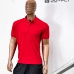 Polo rouge en tissu piqué – unisex manches courtes