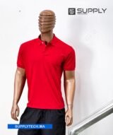 Polo rouge en tissu piqué – unisex manches courtes