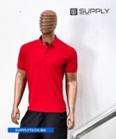 Polo rouge en tissu piqué – unisex manches courtes