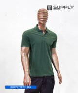 Polo vert foncé en tissu piqué – unisex manches courtes – Image 3