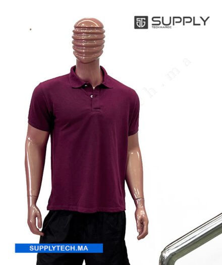 Polo Bordeaux en tissu piqué – unisex manches courtes