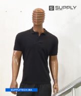 Polo Noir en tissu piqué – unisex manches courtes – Image 2