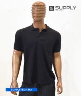 Polo Noir en tissu piqué – unisex manches courtes – Image 6