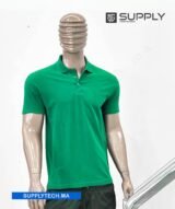 Polo vert en tissu piqué – unisex manches courtes