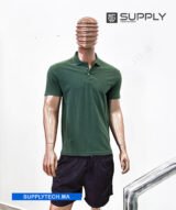 Polo vert foncé en tissu piqué – unisex manches courtes