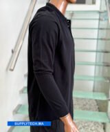 Polo Noir à Manches Longues Unisex – Image 2