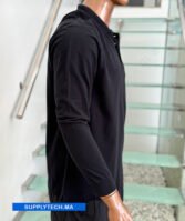 Polo Noir à Manches Longues Unisex – Image 2