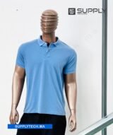 Polo bleu ciel en tissu piqué – unisex manches courtes – Image 3