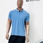 Polo bleu ciel en tissu piqué – unisex manches courtes