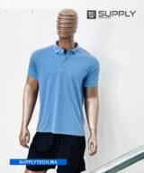 Polo bleu ciel en tissu piqué – unisex manches courtes