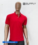 Polo rouge en tissu piqué – unisex manches courtes – Image 3