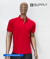 Polo rouge en tissu piqué – unisex manches courtes – Image 3