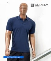 Polo bleu foncé en tissu piqué – unisex manches courtes – Image 5