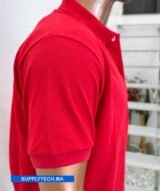 Polo rouge en tissu piqué – unisex manches courtes – Image 5