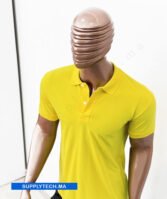 Polo jaune clair en tissu piqué – unisex manches courtes – Image 4