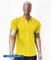 Polo jaune clair en tissu piqué – unisex manches courtes – Image 2