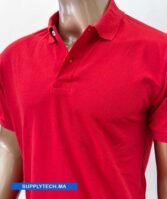 Polo rouge en tissu piqué – unisex manches courtes – Image 2