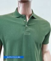 Polo vert foncé en tissu piqué – unisex manches courtes – Image 4