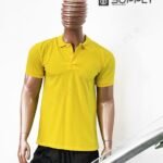 Polo jaune clair en tissu piqué – unisex manches courtes