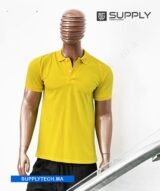 Polo jaune clair en tissu piqué – unisex manches courtes