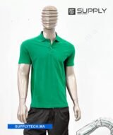 Polo vert en tissu piqué – unisex manches courtes – Image 2